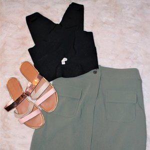 Black, Cut Out, Cropped Top